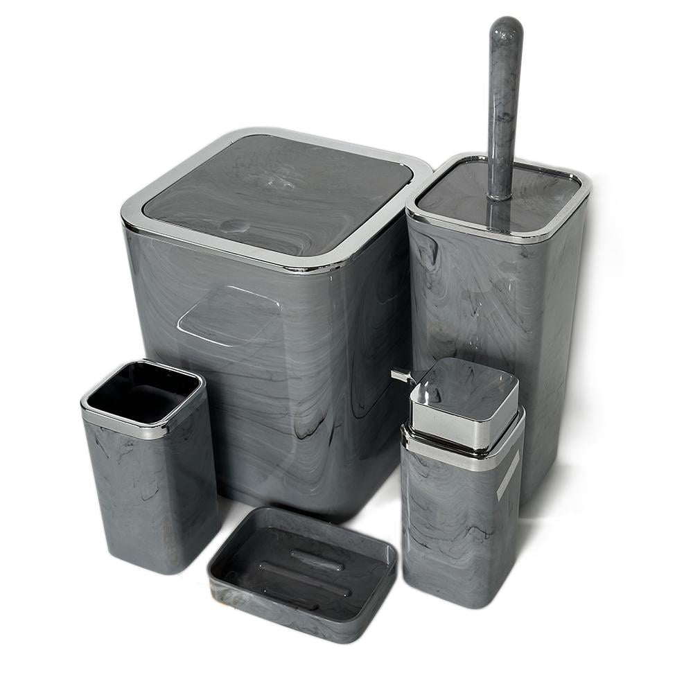 Набор аксессуаров Okyanus Kare 5в1 для ванной комнаты Мраморный