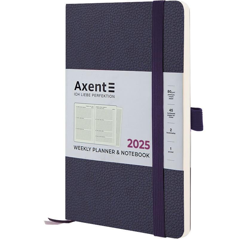 Еженедельник датированный 2025 Axent Partner Soft Skin 125x195 мм 192 стр. Синий (8509-25-02-A)