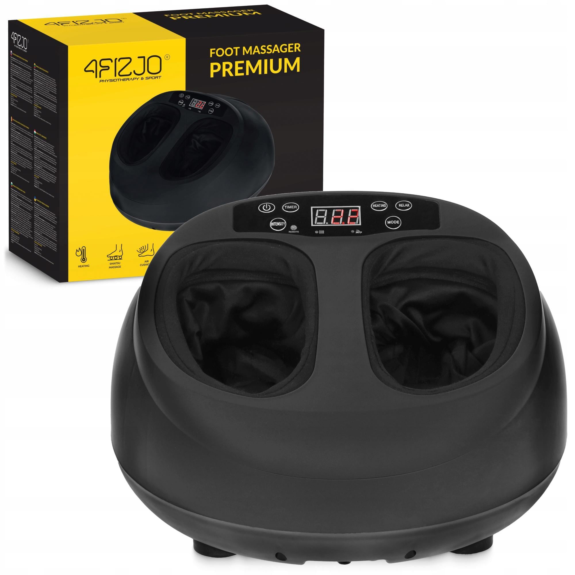 Массажер для стоп 4fizjo Premium многофункциональный с подогревом Black (P-5905973403498)