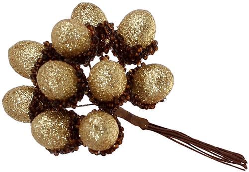 Декоративный букетик желудей Bonadi 10 шт. 12 см Золотой (839-390)