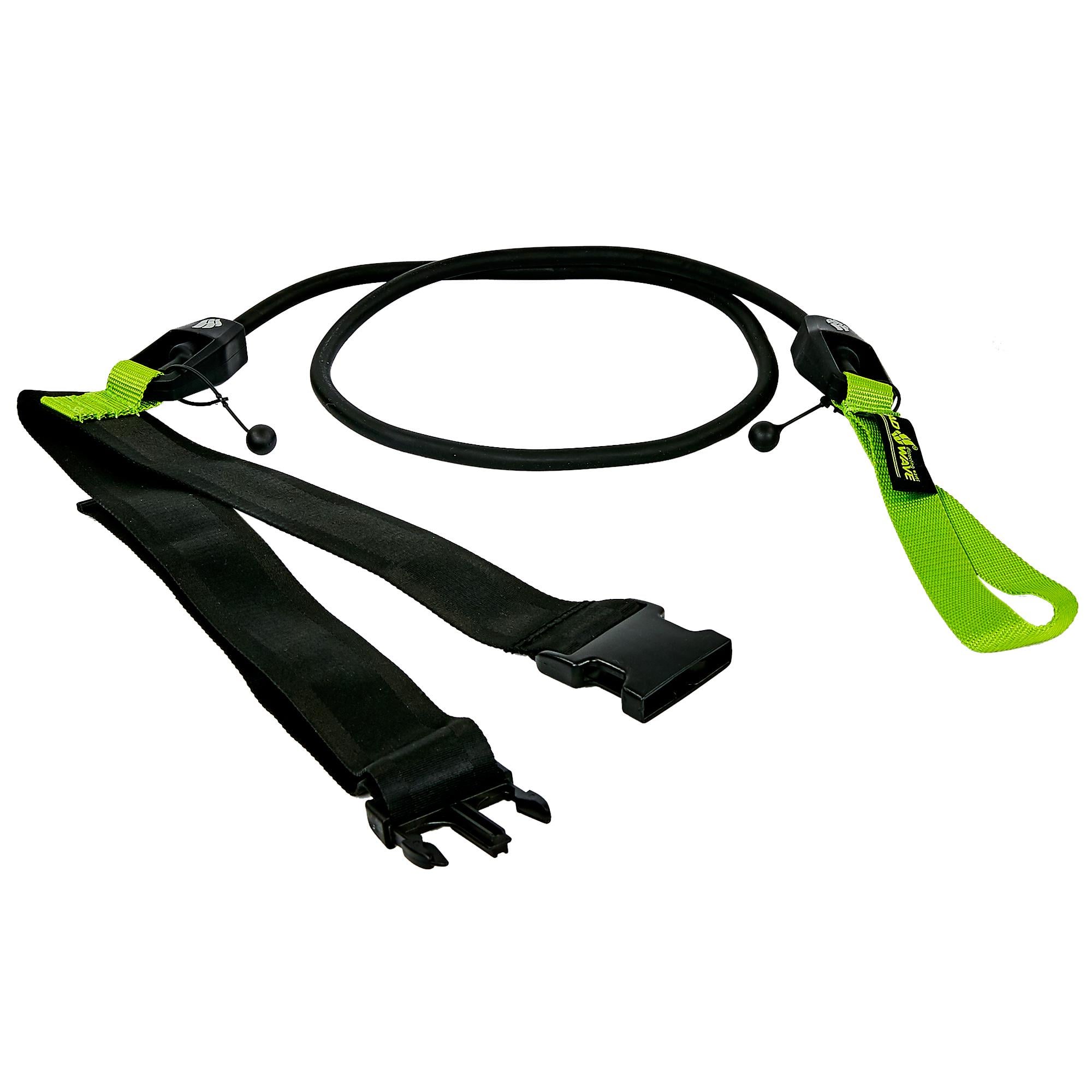 Трос эластичный с поясом MadWave SHORT BELT M077104 1,15 м сопротивление от 3,6 до 10,8 кг Черно-зеленый (M077104_Черный-зеленый_3,6-10)