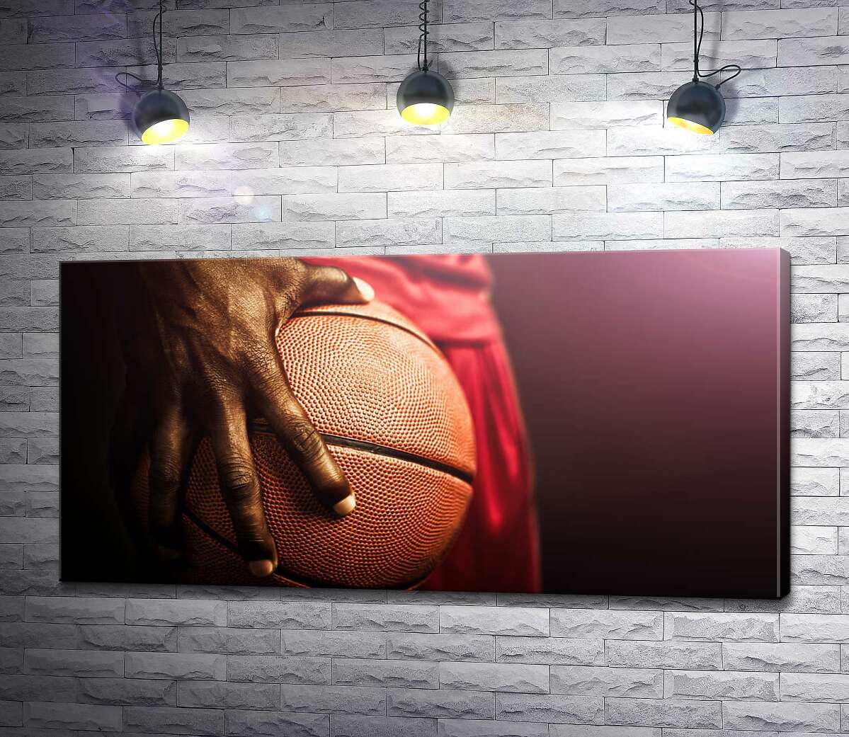 Картина ArtPoster Баскетбольный мяч в большой руке спортсмена 50x25 см Модуль №1 (004530)