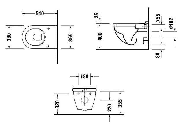 Унитаз подвесной DURAVIT STARCK 3 2200090000 без сиденья (71000) - фото 2