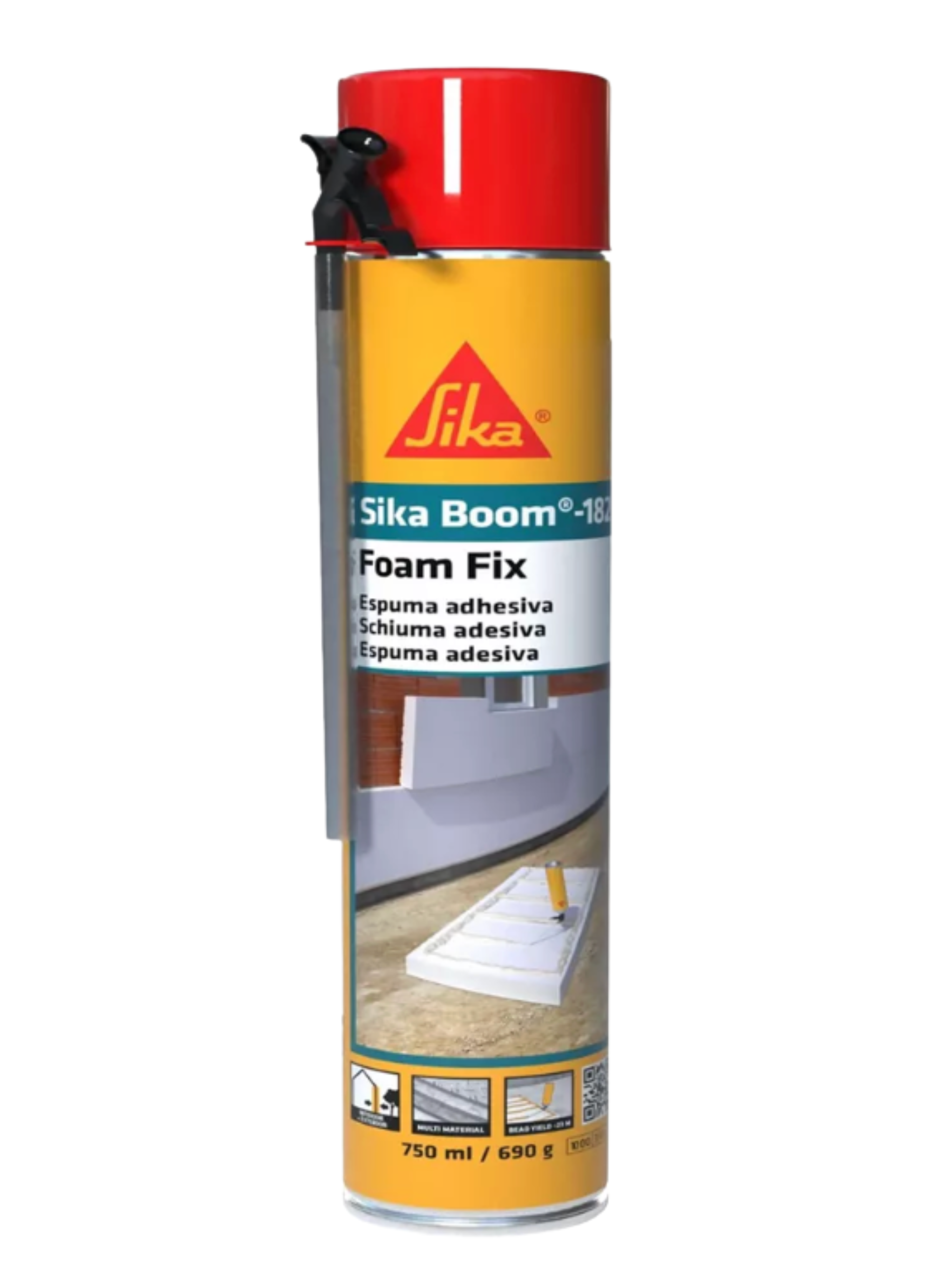 Клей-пена монтажная полиуретановая Sika Boom-182 Foam Fix для приклеивания плит/утеплителя 750 мл (714776)