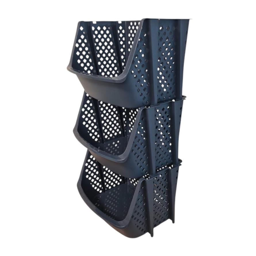 Этажерка пластиковая модульная 3 секции 35х30х75 см Графитовый (7416)