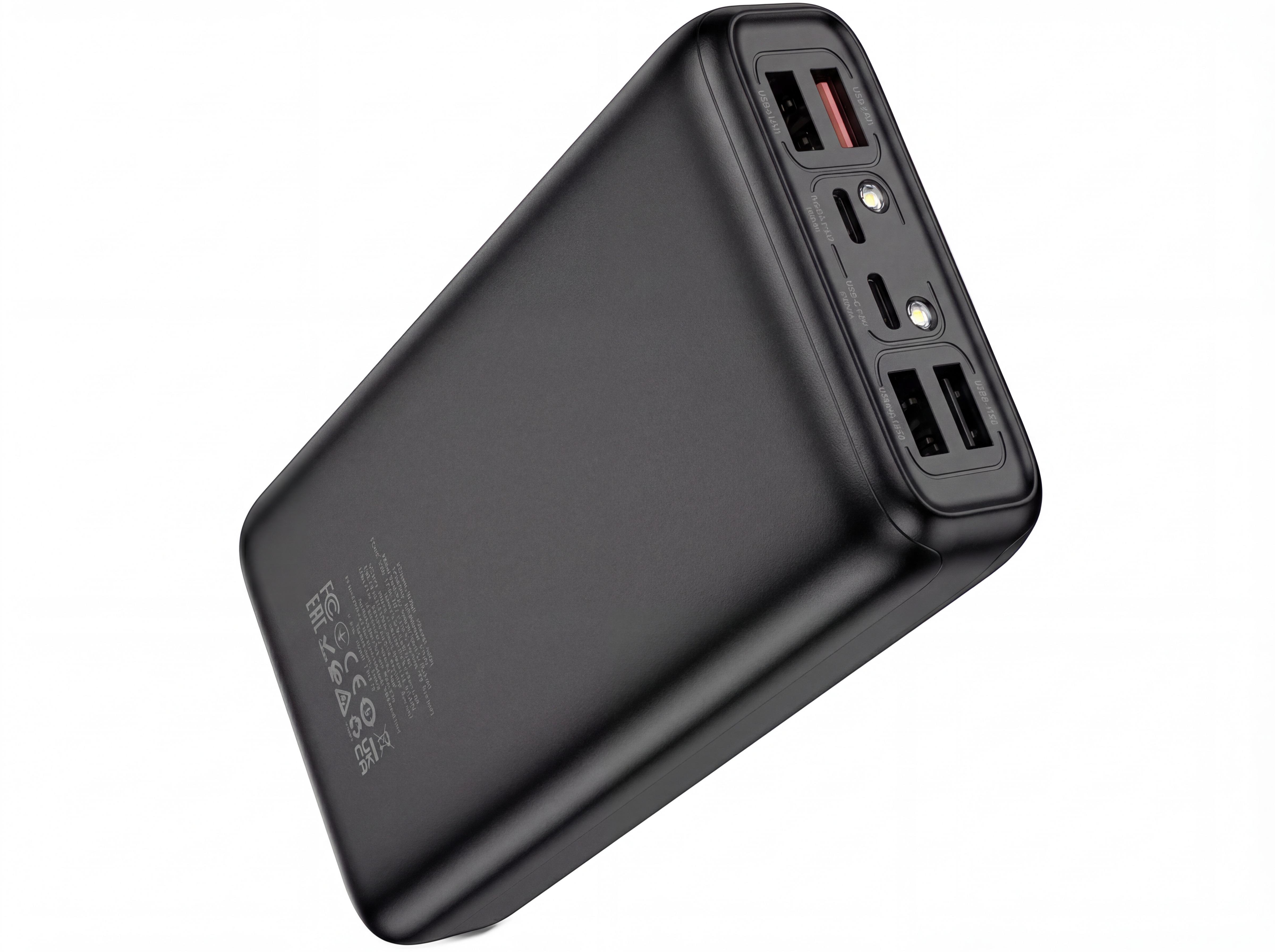 Повербанк Hoco 30000 mAh 65W ліхтарик 4хUSB/2хType-C Чорний (511261) - фото 8