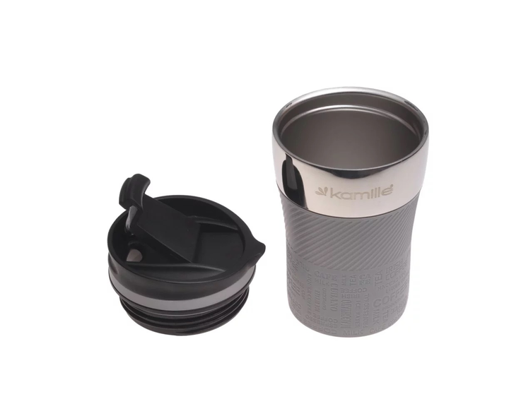 Термокухоль з силіконовою TPR-вставкою Kamille KM-2154 з нержавіючої сталі 260 мл Сталевий/Сірий (150-84-2154.2) - фото 4