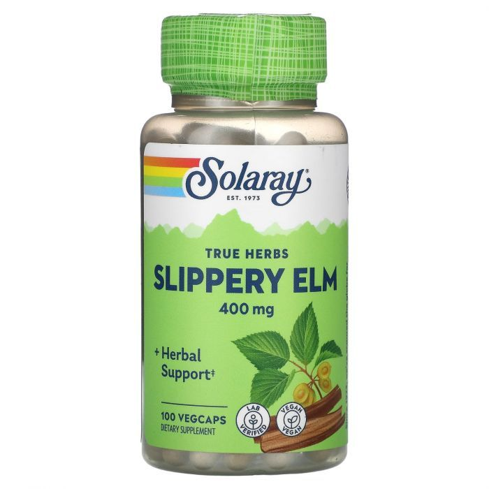 Средство для пищеварения Slippery Elm Solaray Скользкий вяз 400 мг 100 капсул