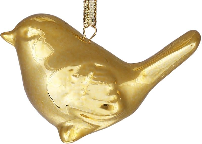 Подвески фарфоровые Птицы 24 шт. 5,5 см Золотой