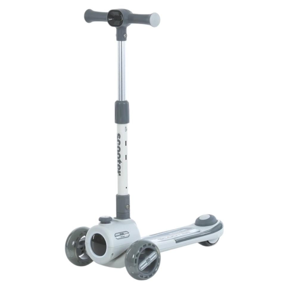 Самокат Bambi трехколесный с музыкой, фарой и светящимися колесами Серый (DS-171-S-381)