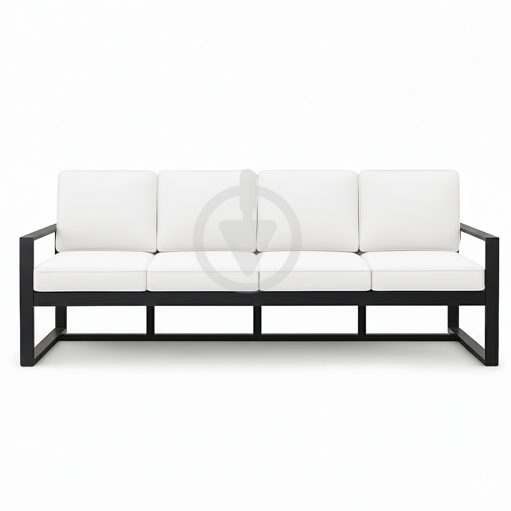 Диван металлический AVVS Бостон лофт с подлокотниками рогожка 250 см Белый - фото 2