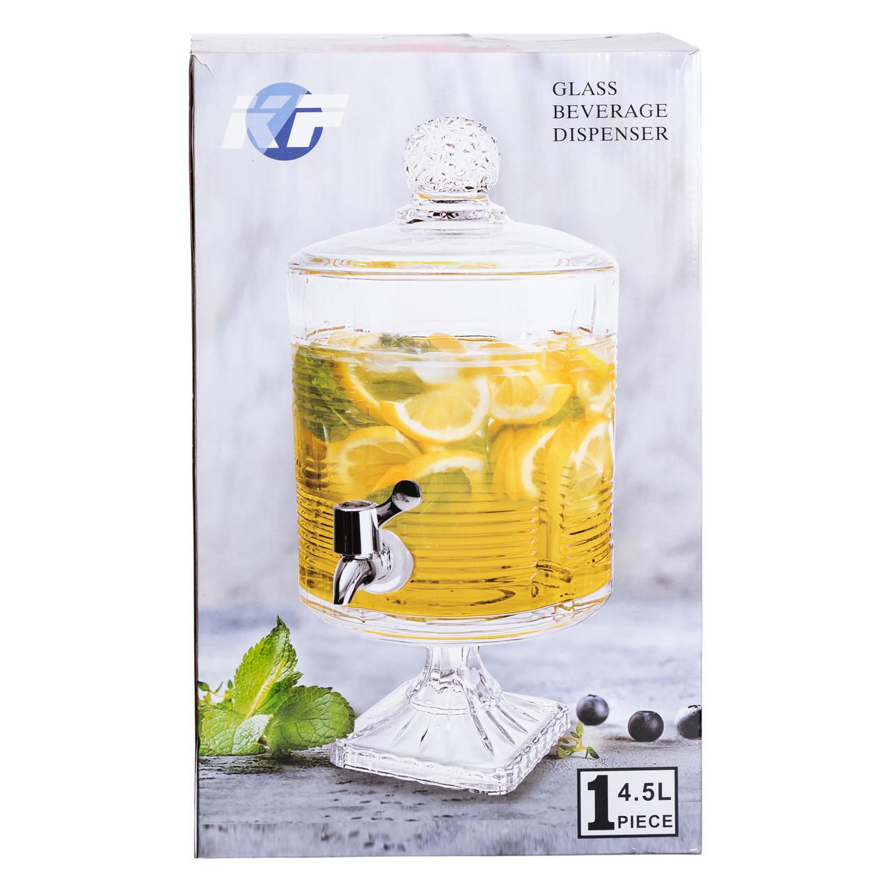 Лимонадница с краном на подставке стеклянная 4,5 л (HP-19-4) - фото 4