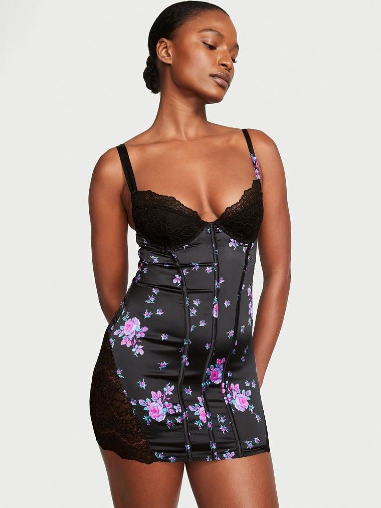 Ночная сорочка Victoria's Secret Stretch Satin Corset Mini Dress S Черный (2094595425) Ночная сорочка Victoria's Secret Stretch Satin Corset Mini Dress S Черный (2094595425)
