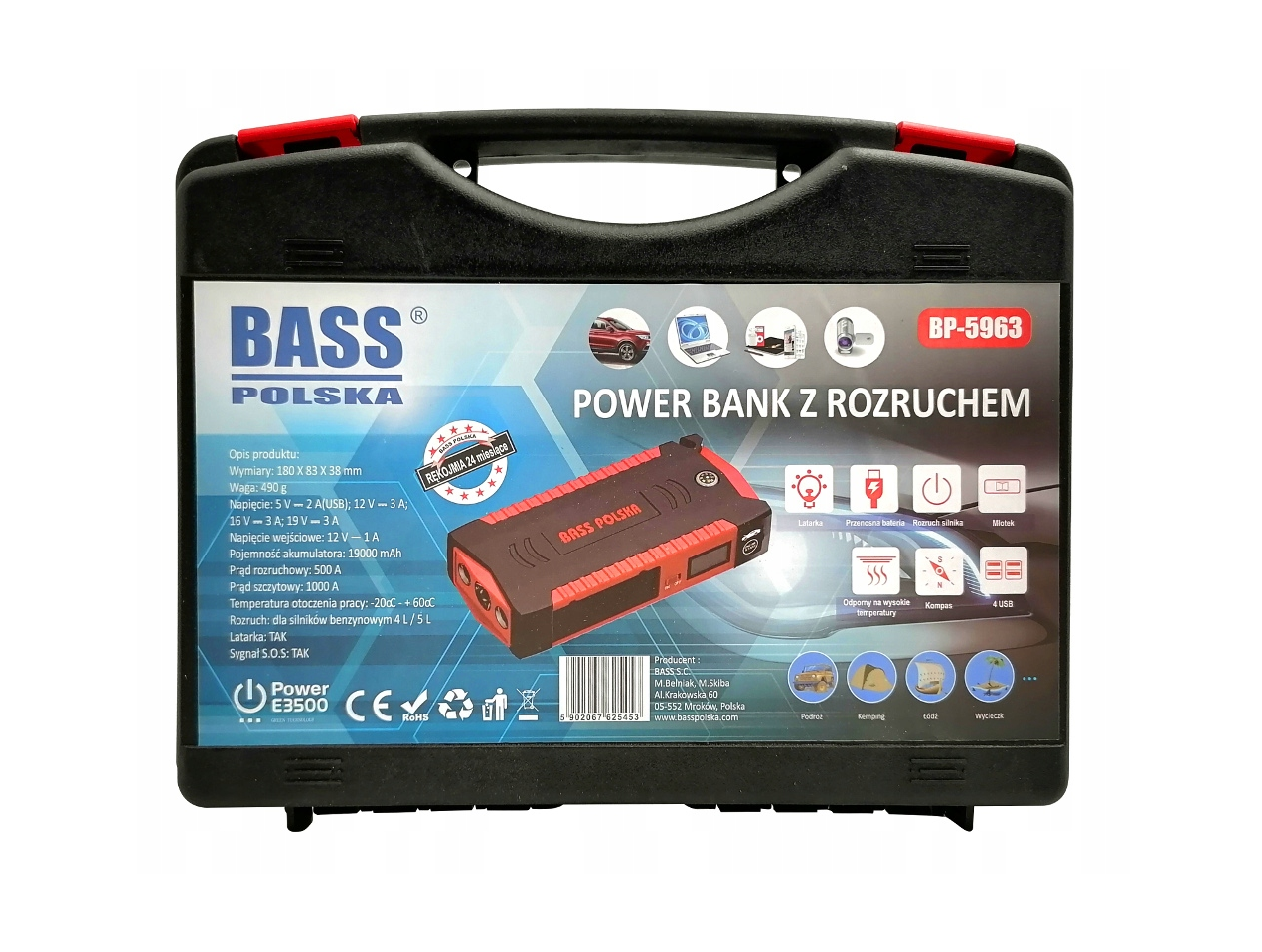 Повербанк Bass Polska 5963 с функцией запуска двигателя и фонариком 19000 mAh (13825396) - фото 13