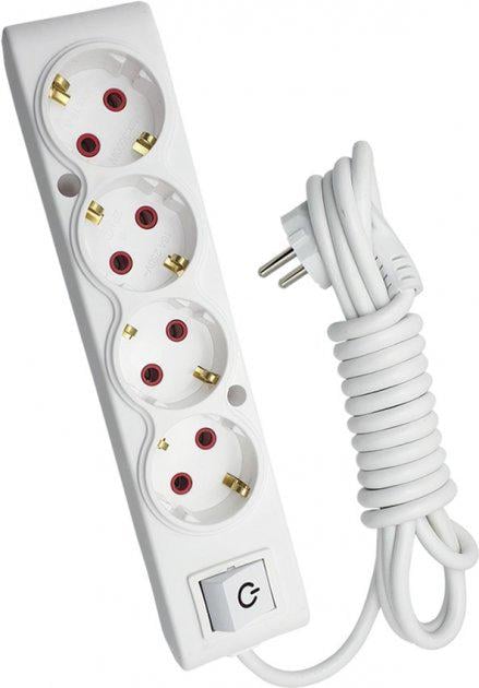 Подовжувач Tecco Wow 4 пости без заземлення з вимикачем переріз 3x1 мм² 5 м Білий (meg5m)