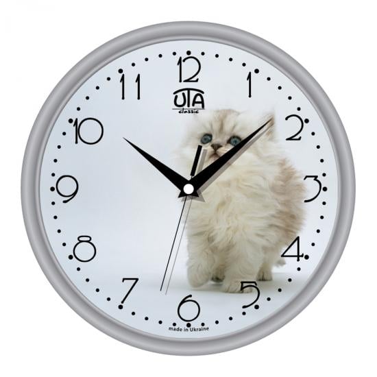 Часы настенные UTA Classic Пушистый котенок 30x30 см Grey (118056)