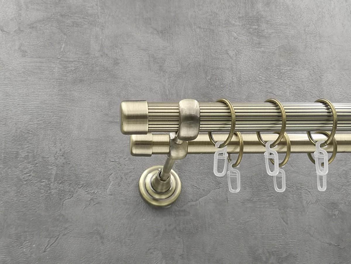 Карниз Quadrum Заглушка рифленая штанга двойной открытый 25/19 мм 200 см Антик (262045966) - фото 1