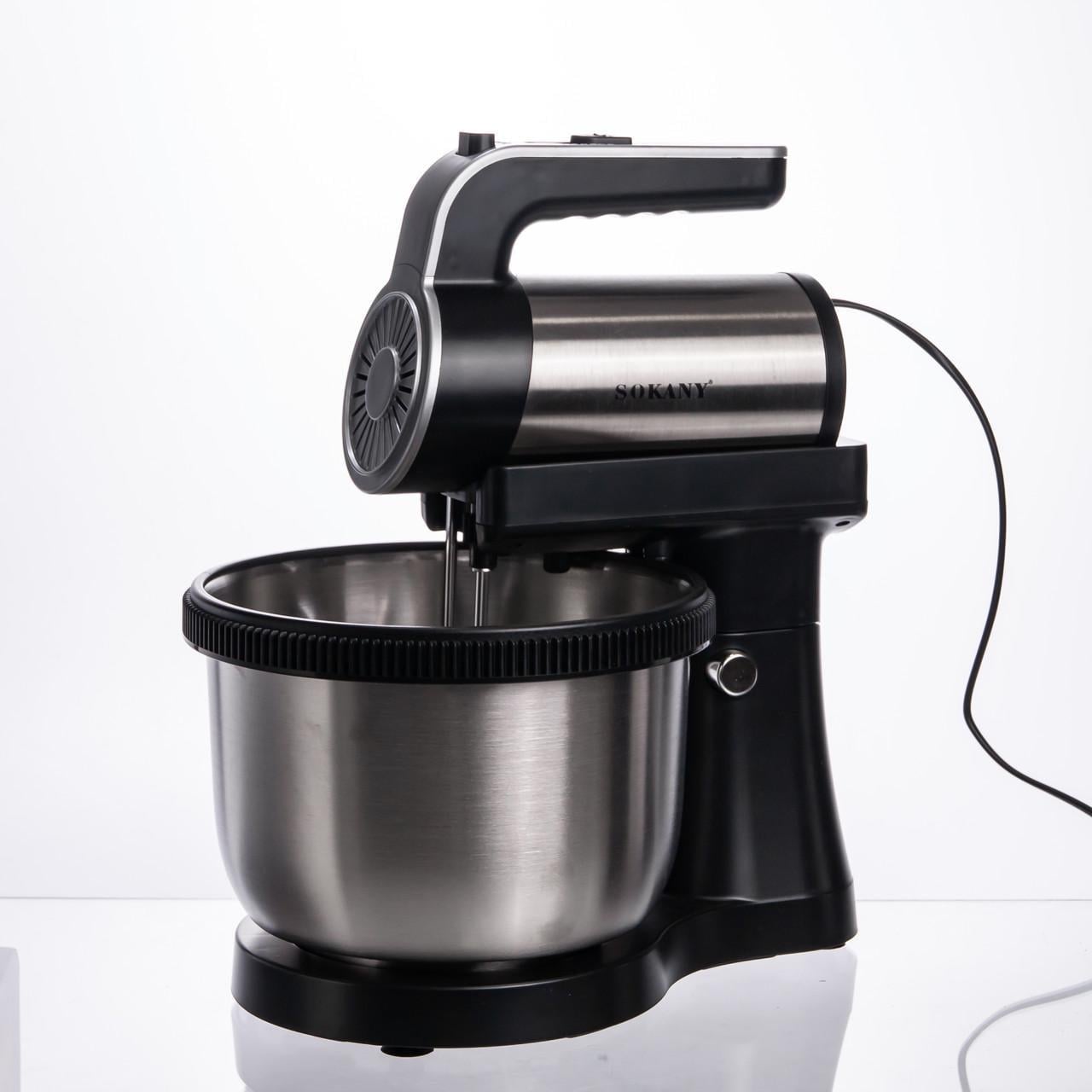 Міксер стаціонарний Sokany з чашею 5 швидкостей, 2 насадки, віночки та гаки 4 л 1000 Вт (SK-6662)