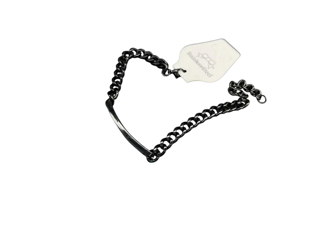 Браслет стальной на руку с металлической вставкой под гравировку 215х7х1,8 мм Черный (CT-015)