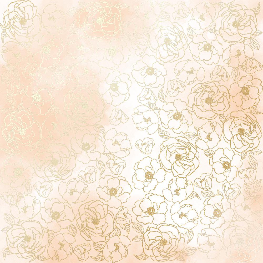 Лист паперу односторонній Golden Pion з фольгуванням 30,5х30,5 см Beige/Watercolor