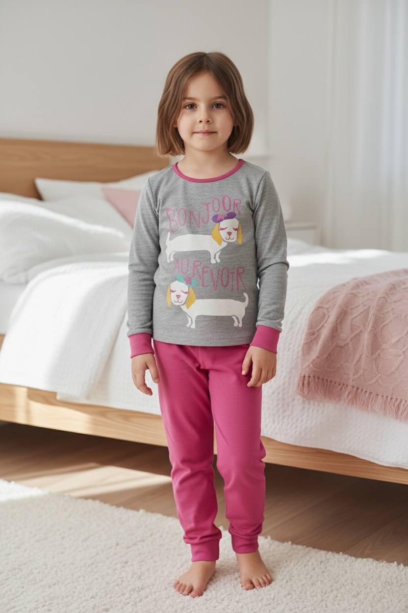 Пижама детская для девочки демисезонная BAYKAR р. 6 116-122 см 6-7 лет Серый меланж (9252-220)