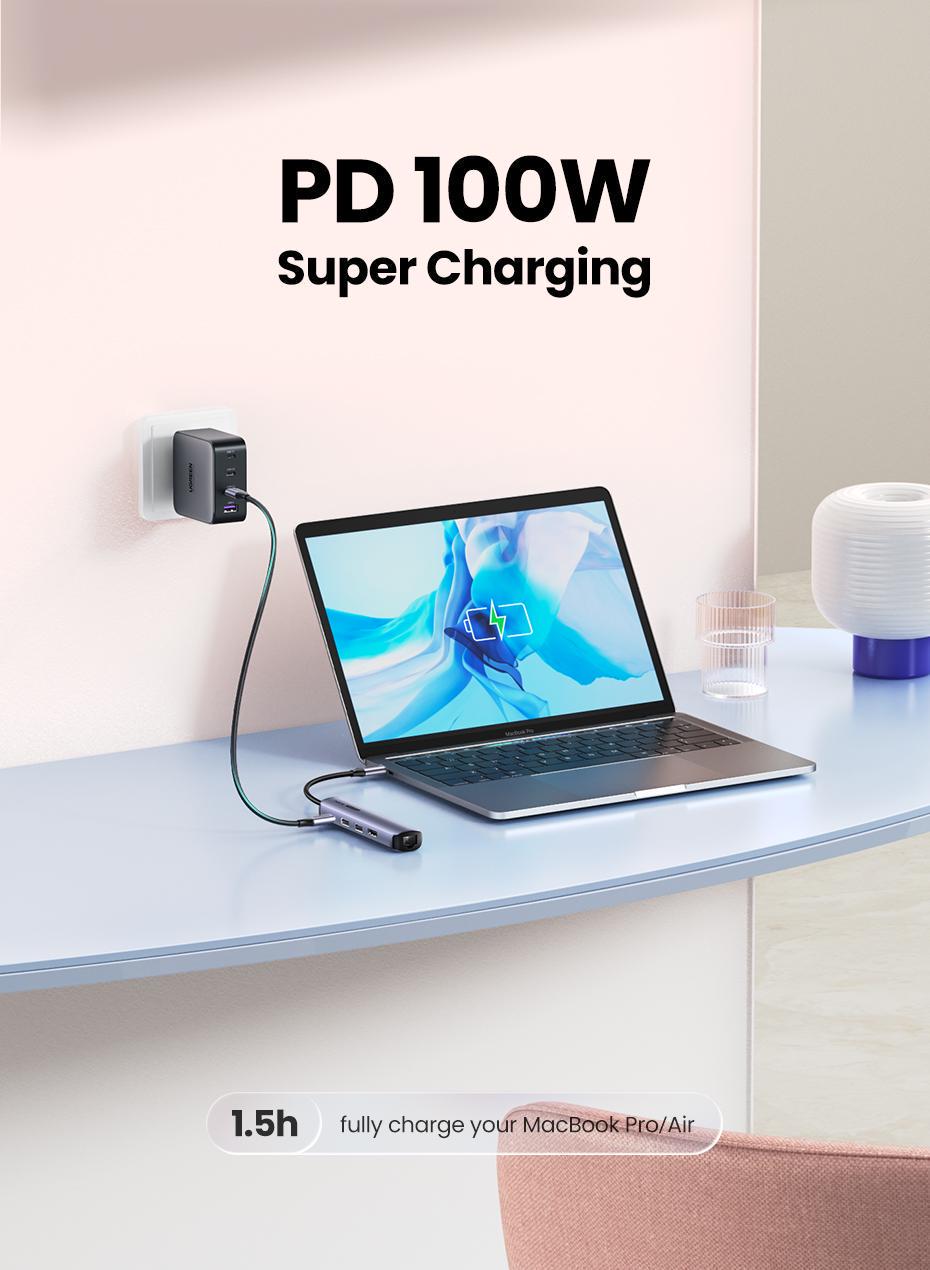 USB-хаб UGREEN Type-C-2x USB 3.0/5 Гбіт/с HDMI 4K 60Hz/RJ45 1 Гбіт/с Type-C PD 100W USB-C Сірий (10919) - фото 16 USB-хаб UGREEN Type-C-2x USB 3.0/5 Гбіт/с HDMI 4K 60Hz/RJ45 1 Гбіт/с Type-C PD 100W USB-C Сірий (10919) - фото 16