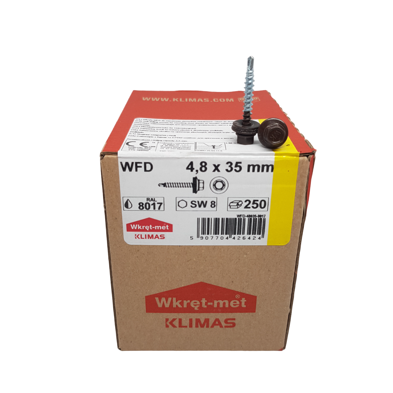 Саморез кровельный Wkret-Met WFD по дереву с шайбой EPDM 4,8х35 мм (RAL 8017)