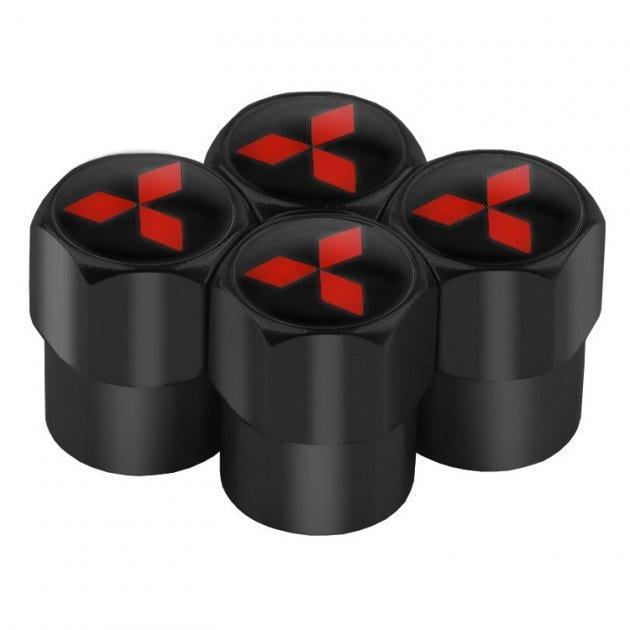 Набор колпачков на ниппель для автомобиля SUNROZ Caps Short Mitsubishi 4 шт. Black