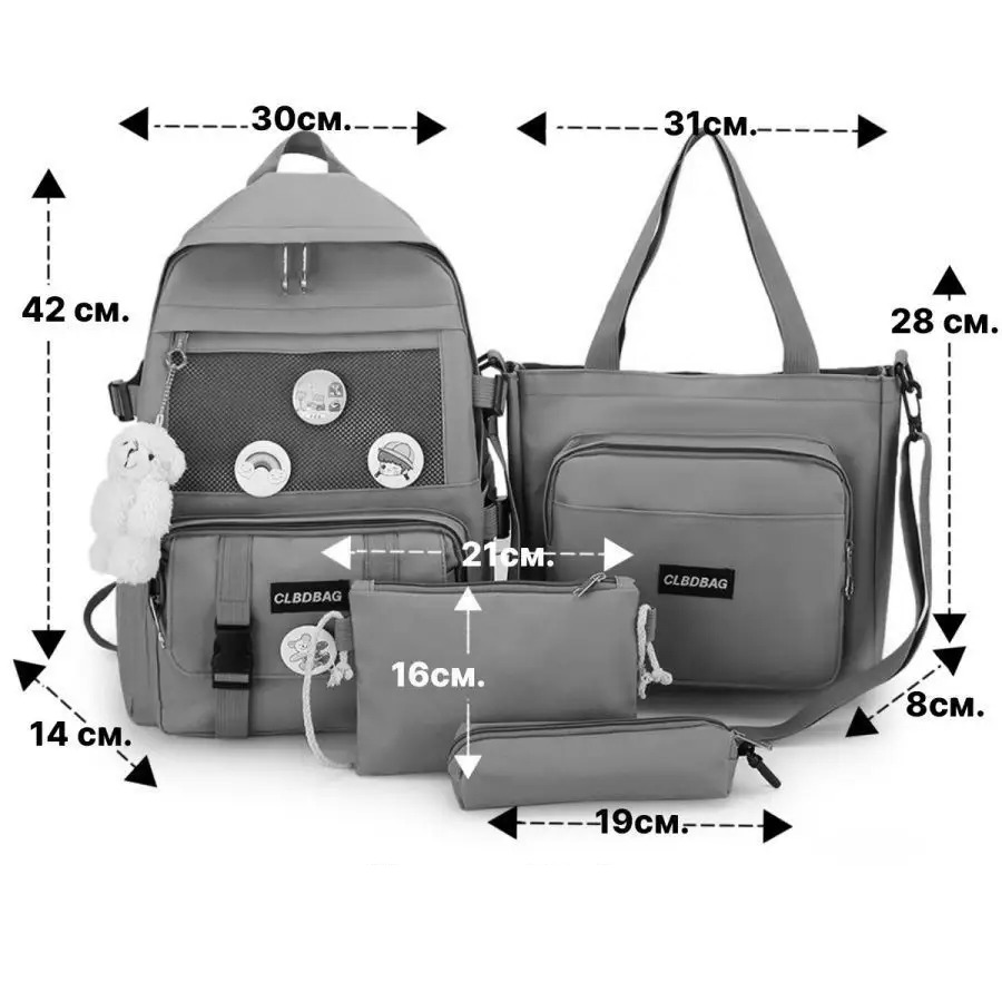 Шкільний рюкзак для дівчинки Ведмедик з значками 4в1 5-11 клас Рожевий (2682110834) - фото 7 Шкільний рюкзак для дівчинки Ведмедик з значками 4в1 5-11 клас Рожевий (2682110834) - фото 7