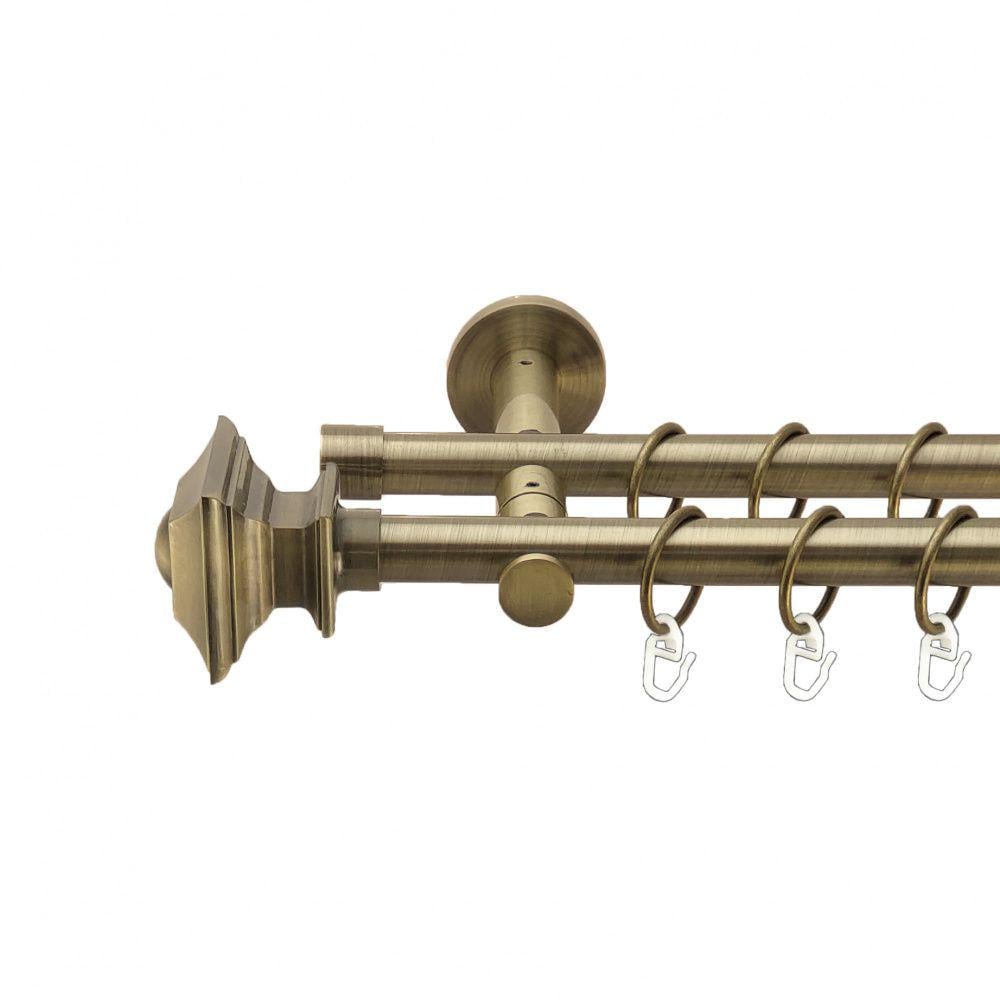 Карниз Orvit Борджеза металевий дворядний реверсивний гладка труба кільце металеве 19/19 мм 160 см Антик (00-00013328)