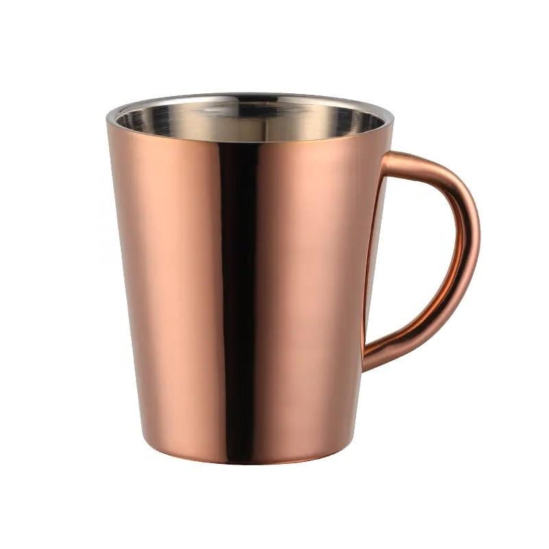 Кружка-чашка с двойными стенками Remy-Decor 300 мл из нержавеющей стали Розовое золото