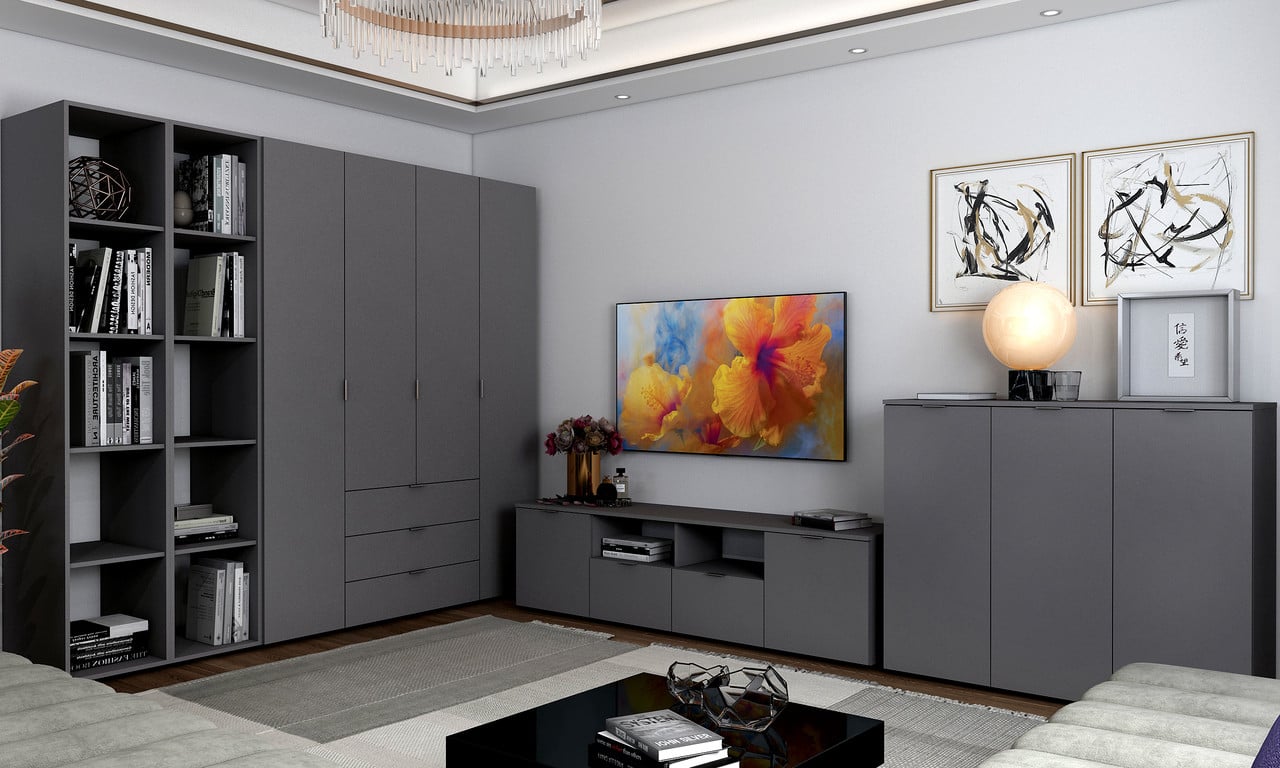 Комод Doros Рон 7 2 фасада 2 ящика 180х38х50 см Графит (44900234) - фото 5