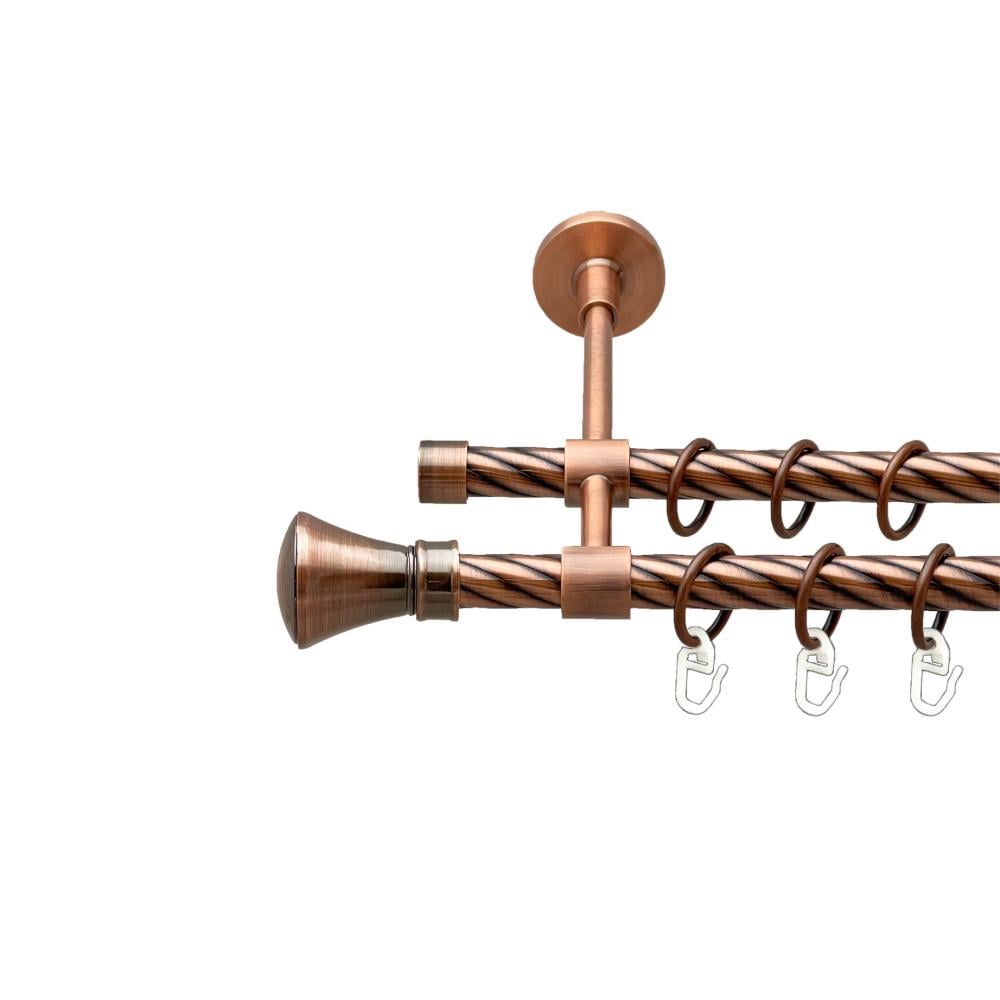 Карниз Orvit Люксор металевий дворядний закритий скручена труба кільце металеве 16/16 мм 240 см Мідь (00-00025321)