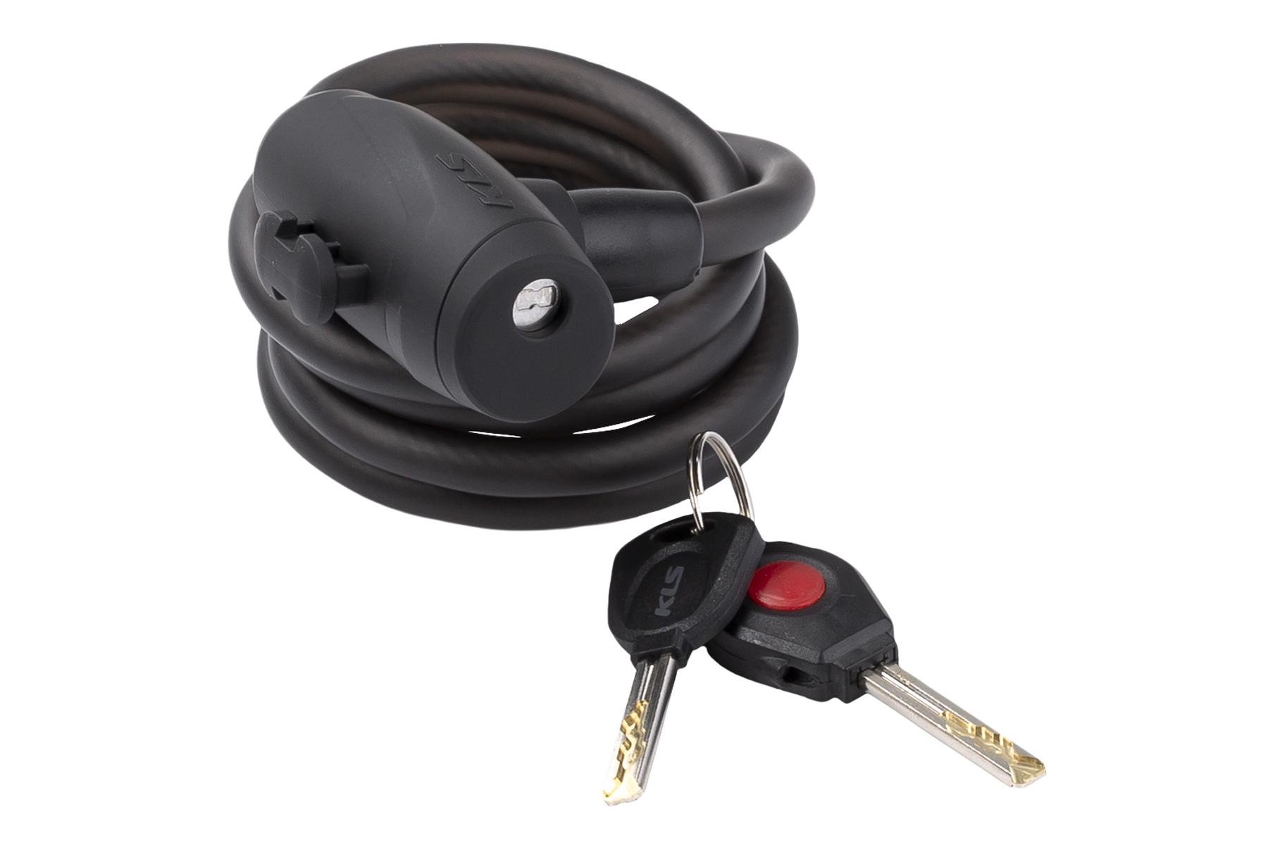 Замок тросиковый под ключ KLS Coil 10х1500 мм Черный