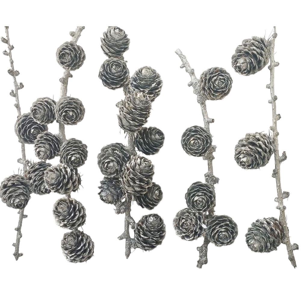 Набор натуральных крашеных веточек лиственницы 5 шт. Серебреный (TA0088)