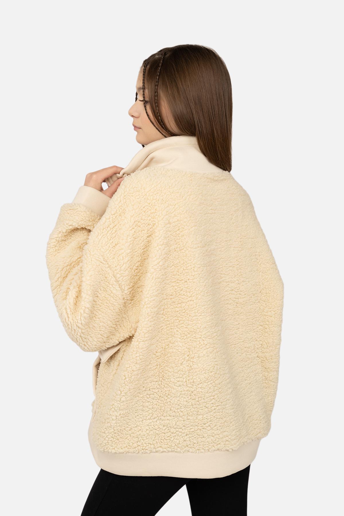 Кофта спортивная женская на застежке ЦБ-00268986 р. 46 Молочный (SKT001042135) - фото 3 Кофта спортивная женская на застежке ЦБ-00268986 р. 46 Молочный (SKT001042135) - фото 3