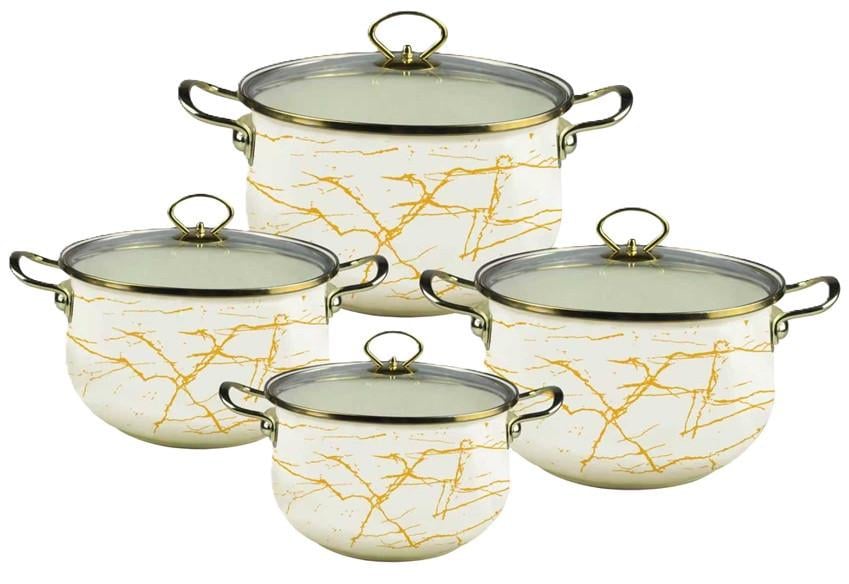 Набір емальованих каструль Edenberg 4 шт. з кришками (EB-12621) Набір емальованих каструль Edenberg 4 шт. з кришками (EB-12621)