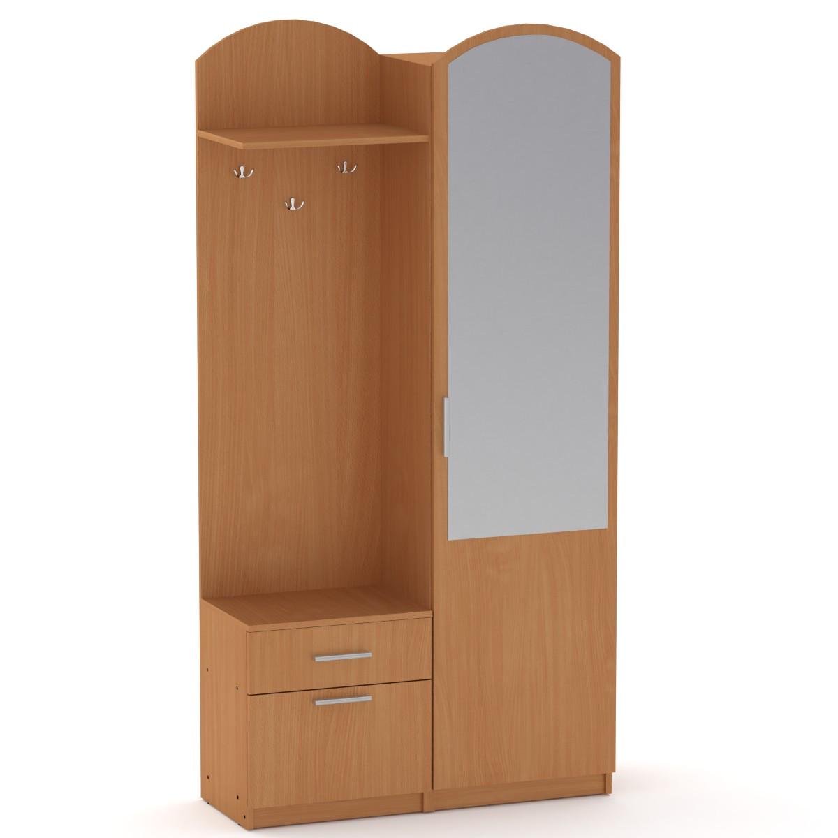 Прихожая Компанит с вешалкой/зеркалом на дверце/выдвижными ящиками и полками Лидия Бук