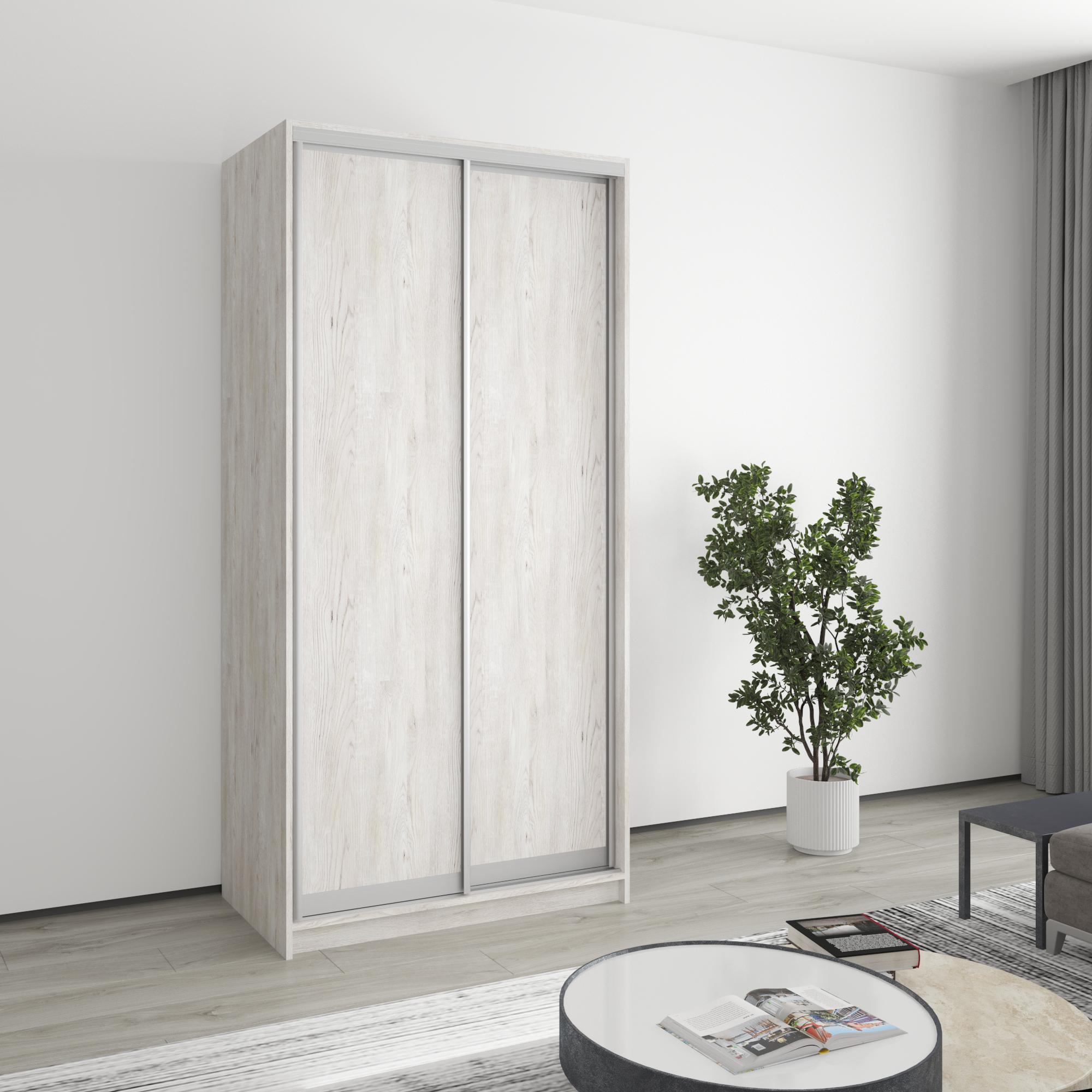 Шкаф-купе двухдверный MebelStar Стандарт AL 2 ДСП 100x60x210 см Аляска серый (MBS-2342)