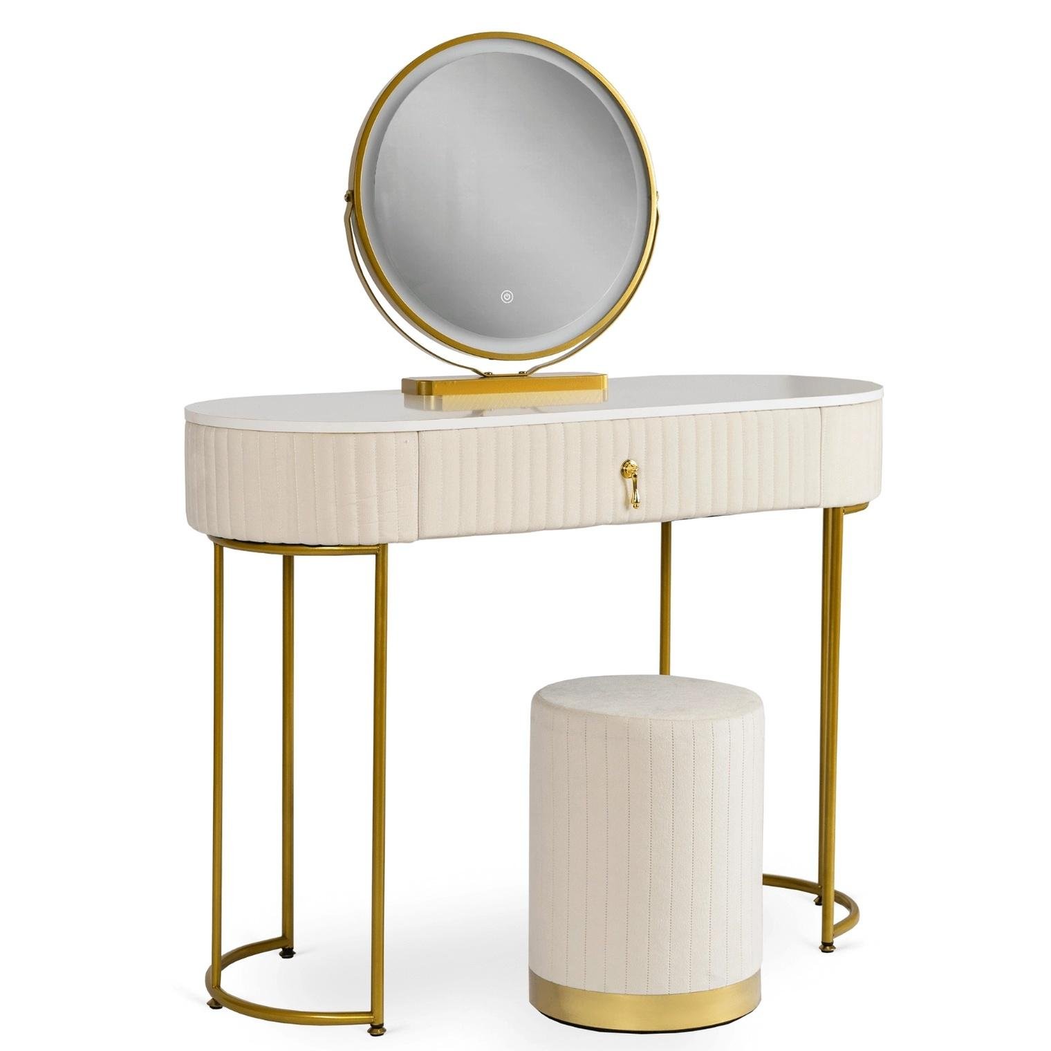 Туалетный стол c пуфом Mebel Elit VITA Бежевый (ME.VITA/BZ/ZL/B) Туалетный стол c пуфом Mebel Elit VITA Бежевый (ME.VITA/BZ/ZL/B)