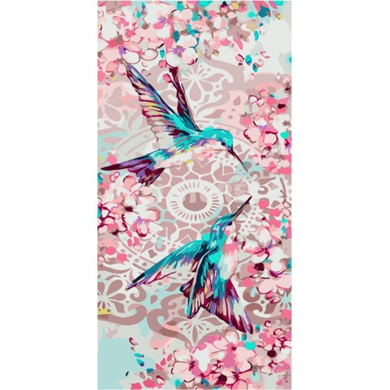 Картина по номерам Strateg Премиум Пара колибри Strateg 50х25 см (WW045)