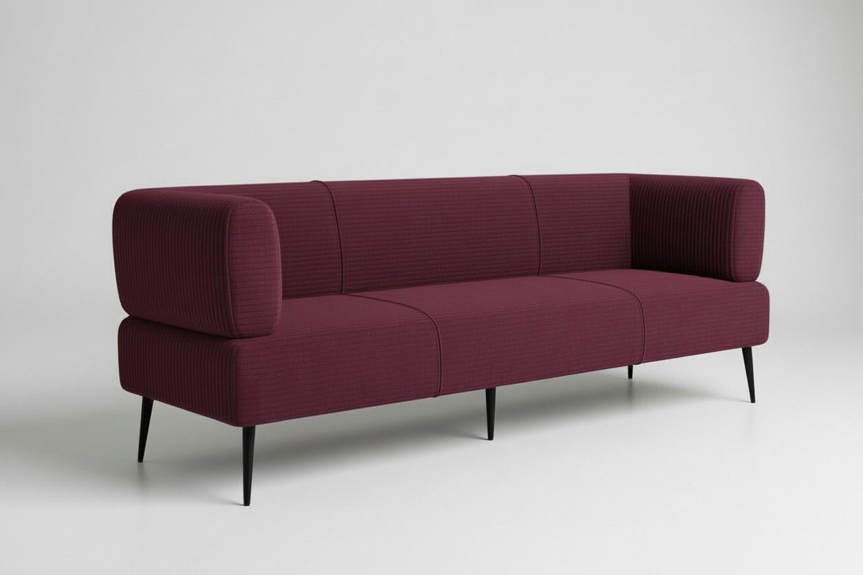 Диван офисный Tobi Sho Бенно-1 с подлокотниками велюр вельвет 1800х720х750 мм Lotus 67/Bordo