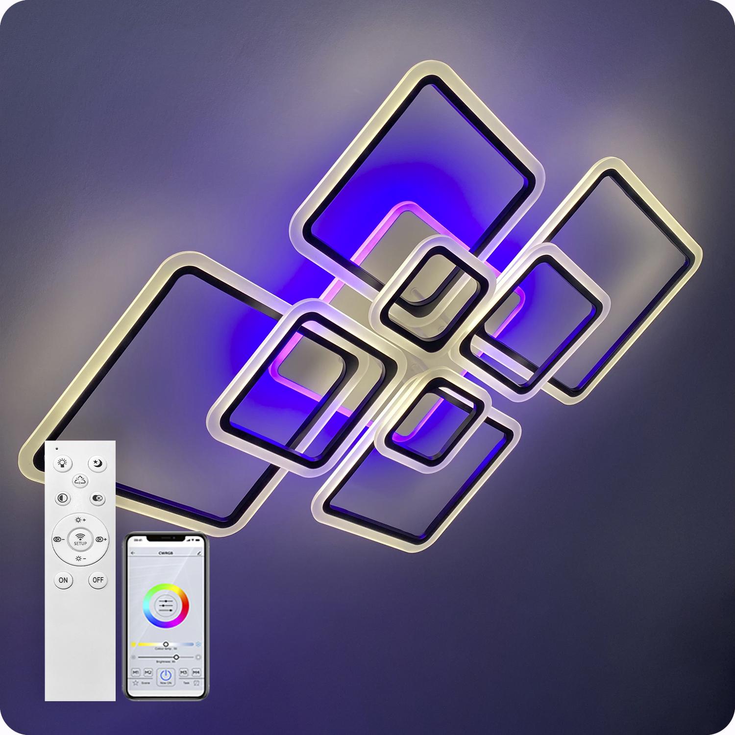 Люстра світлодіодна 517 Light 3color з пультом 224 Вт Чорний (01555) - фото 6 Люстра світлодіодна 517 Light 3color з пультом 224 Вт Чорний (01555) - фото 6