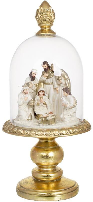 Рождественская композиция Вертеп 55 см под стеклянным колпаком Королевский золотой (BD-837-221)