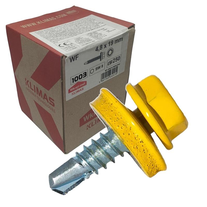 Саморіз покрівельний по металу Klimas Wkret-Met RAL 1003 4,8x19 мм 250 шт.