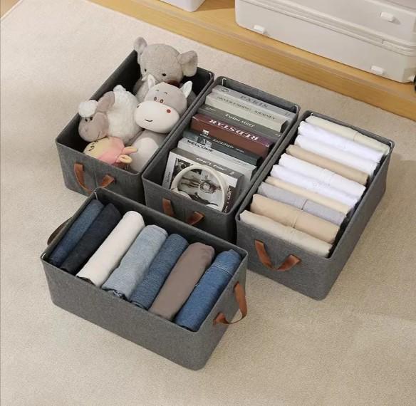 Органайзери-короби для зберігання білизни речей/іграшок 3 шт. 47х28х20 см Сірий - фото 5 Органайзери-короби для зберігання білизни речей/іграшок 3 шт. 47х28х20 см Сірий - фото 5