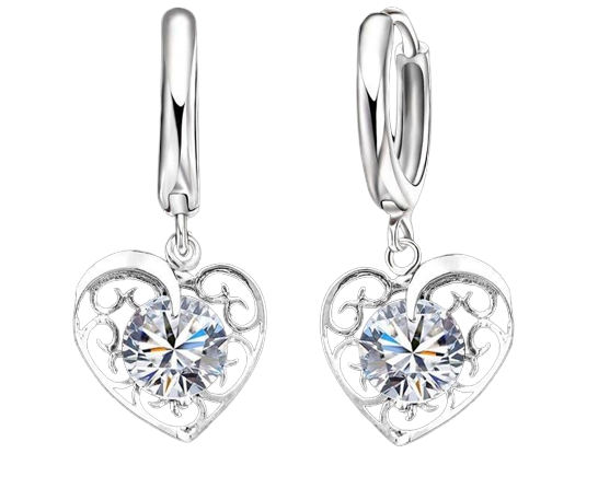 Подвески Liresmina Jewelry Серебряное сердце с узором и покрытое фианитами 2,8 см Серебристый (1822871356)