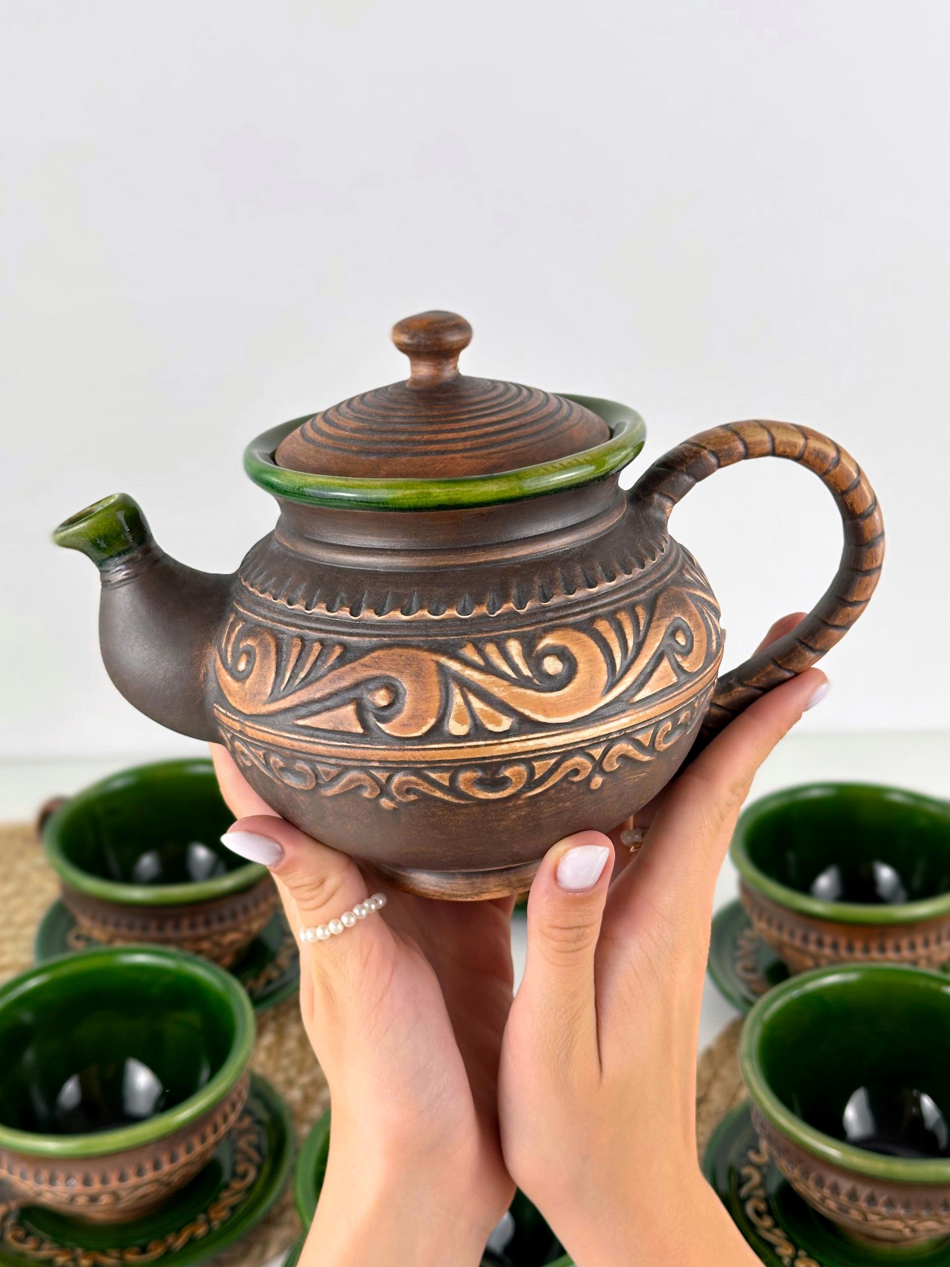 Набір глиняного посуду для чаювання Гражда на 6 чоловік Коричневий (17019-27) - фото 13