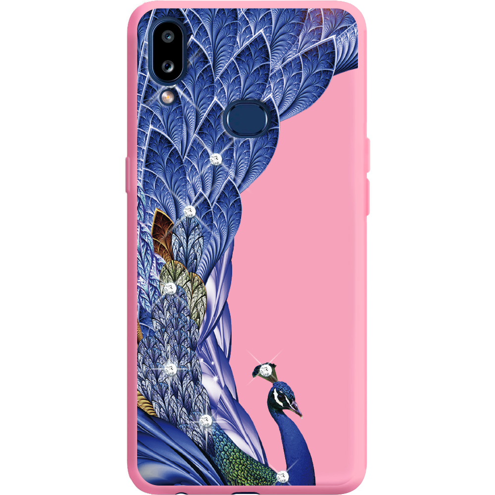 Чохол Boxface Samsung A107 Galaxy A10s Павич зі стразами Рожевий силікон (37944-rs7-42164)