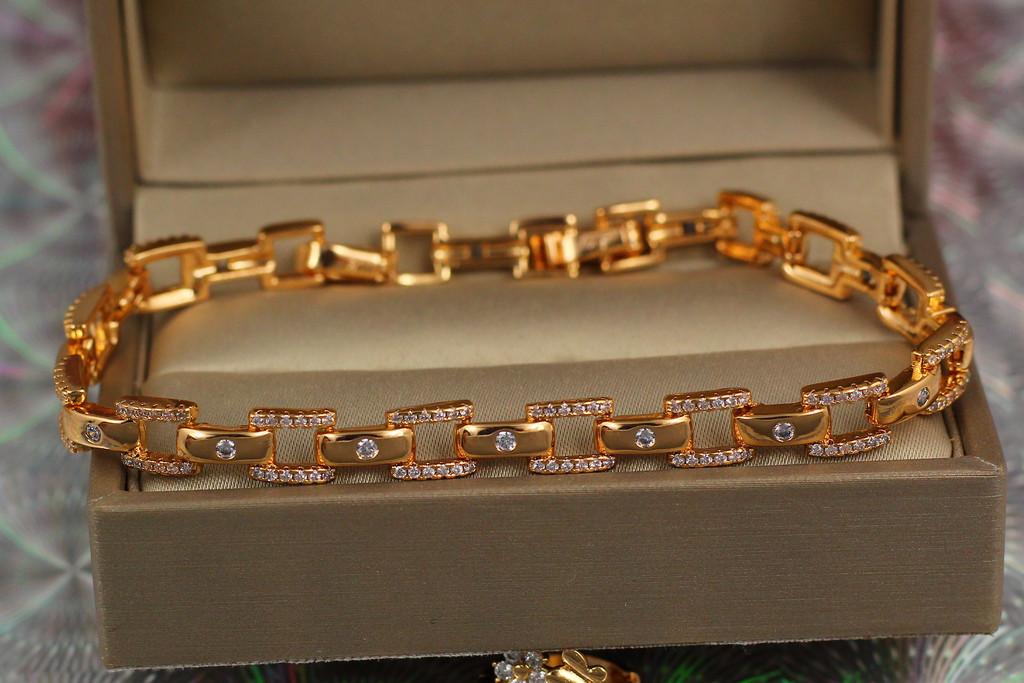 Браслет Xuping Jewelry Капли на стекле 17 см 6 мм Золотистый (1855009215)